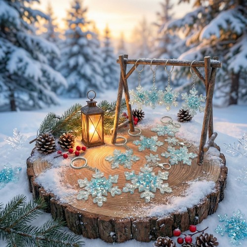 Epoksi Kış Temalı Kartanesi Anahtarlık ve Kolye Kalıbı 10 Lu