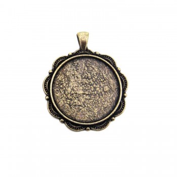 Epoksi Kolye Ucu Kemer Desen Antik Sarı - 5 ADET