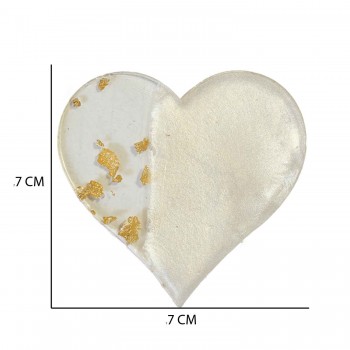 Epoksi  Magnet Gold Gümüş Varaklı Kalp Model 7 CM  - 10 Adet  Altın