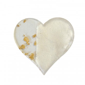 Epoksi  Magnet Gold Gümüş Varaklı Kalp Model 7 CM  - 10 Adet  Altın