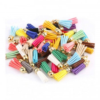 Epoksi Mini Deri Anahtarlık Küpe Püskül Karışık Renk  - 10 Adet