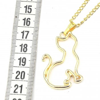 Epoksi Oturan Kedi Model Metal Kolye Takı Ucu - 5 Adet  Gold