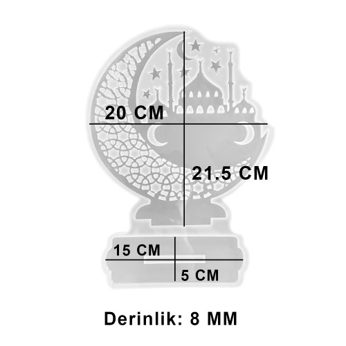 Epoksi Ramazan Temalı Ayaklı Ay Hilal ve Cami Figürlü Dekor Kalıbı