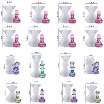Epoksi Reçine Silikon Kalıp Üç Boyutlu Satranç Taşları Kalıbı Seti 16 Lı Epoksi Reçine Silikon Kalıp Üç Boyutlu Satranç Taşları Kalıbı Seti 16 Lı