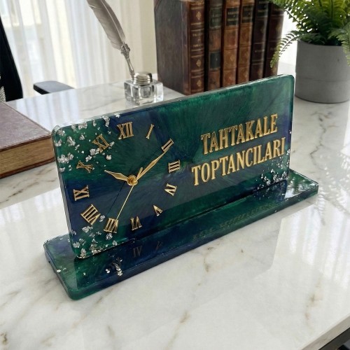 Epoksi Roma Rakamlı Saatli Fotoğraflık ve İsimlik Stand Kalıbı