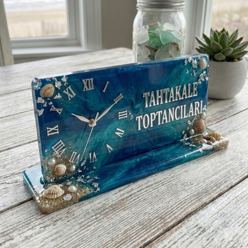 Epoksi Roma Rakamlı Saatli Fotoğraflık ve İsimlik Stand Kalıbı