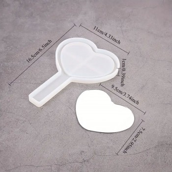 Epoksi Silikon Saplı Ayna Kalıbı Kalp 16.5X11 CM Epoksi Silikon Saplı Ayna Kalıbı Kalp 16.5X11 CM