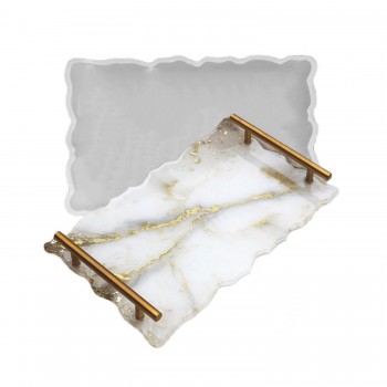 Epoksi Silikon Dalgalı Tepsi  Kalıbı YERLİ ÜRETİM Dikdörtgen 39.5x24.1 CM