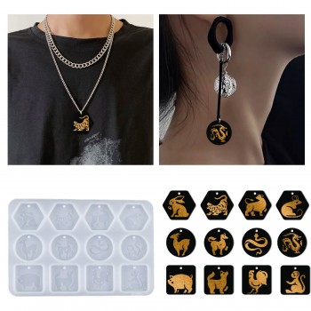 Epoksi Silikon Kalıp 12 Farklı Hayvan Kolye Küpe Kalıbı