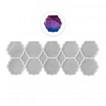 Epoksi Silikon Kalıp Altıgen Tırtıklı Kenar Bardak Altı Ve Magnet Kalıbı 6.8 CM 10 Lu