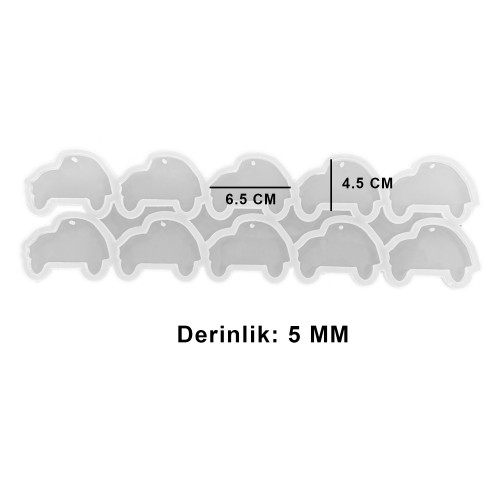 Epoksi Silikon Kalıp Araba Model Anahtarlık Kalıbı 6.5 CM 10 Lu