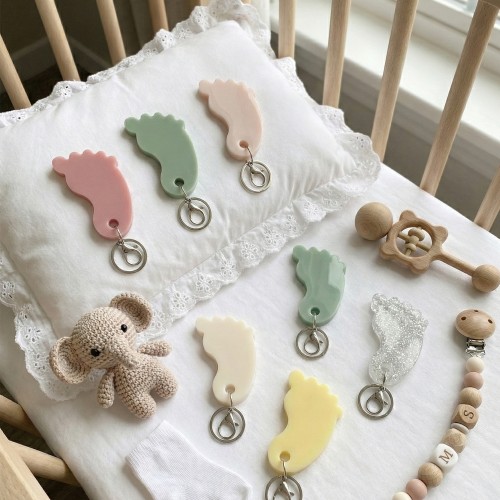 Epoksi Silikon Kalıp Bebek Ayağı Anahtarlık Kalıbı 10 Lu