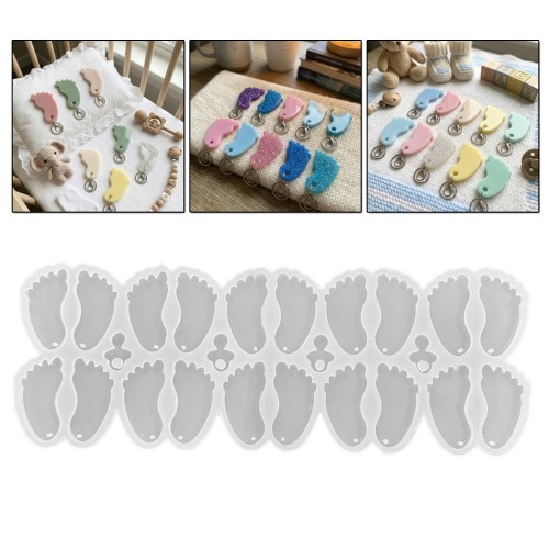 Epoksi Silikon Kalıp Bebek Ayağı Anahtarlık Kalıbı 10 Lu