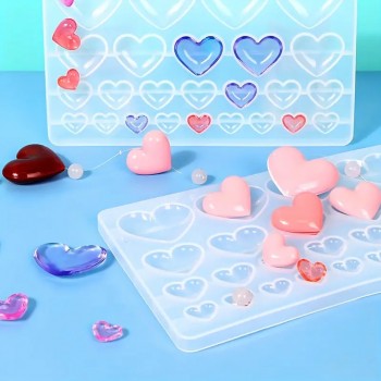 Epoksi Silikon Kalıp Çoklu 4 Farklı Boy Kalp Figürleri Takı ve Obje Kalıbı Epoksi Silikon Kalıp Çoklu 4 Farklı Boy Kalp Figürleri Takı ve Obje Kalıbı