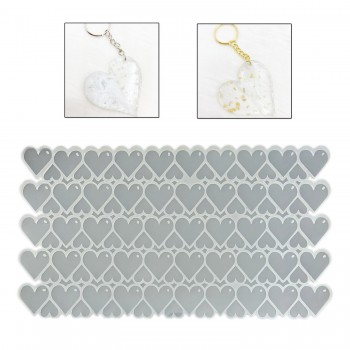 Epoksi Silikon Kalıp Çoklu Kalp Anahtarlık Kolye Kalıbı 50 Li