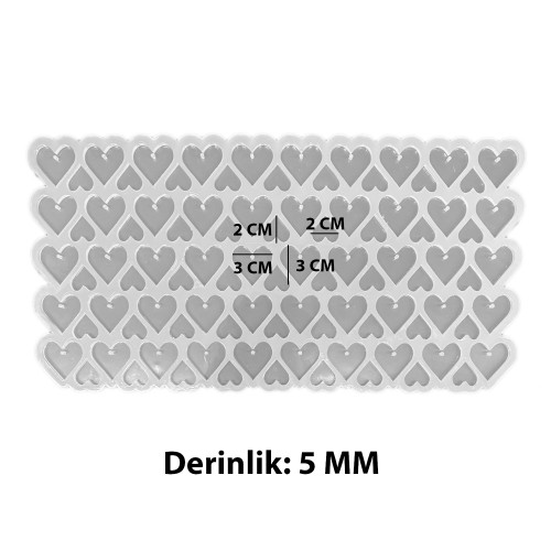 Epoksi Silikon Kalıp Çoklu Kalp Delikli Anahtarlık Kolye Kalıbı Küçük Boy 3 CM 50 Li