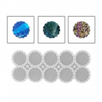 Epoksi Silikon Kalıp Dalgalı Kenar Kolye Anahtarlık Kalıbı 5 CM 10 Lu