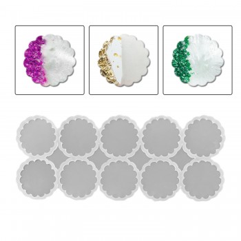 Epoksi Silikon Kalıp Dalgalı Kenar Magnet Kalıbı 6.8 CM 10 Lu