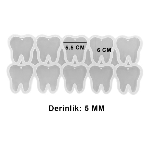 Epoksi Silikon Kalıp Diş Model Anahtarlık Kalıbı 10 Lu