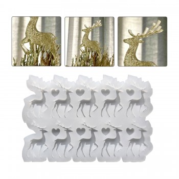 Epoksi Silikon Kalıp Geyik Çoklu Yılbaşı Geyiği Kalıbı 10 Lu