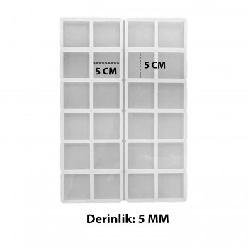 Epoksi Silikon Kalıp Kare Anahtarlık Kalıbı 5 CM 20 Li