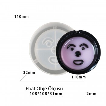 Epoksi Silikon Kalıp Emoji Yüzlü Küllük Kalıbı 11x11 CM Epoksi Silikon Kalıp Emoji Yüzlü Küllük Kalıbı 11x11 CM