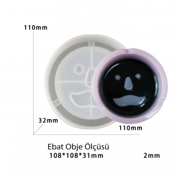 Epoksi Silikon Kalıp Küllük Kalıbı Yüzlü Emoji Bıyıklı 11x11 CM Epoksi Silikon Kalıp Küllük Kalıbı Yüzlü Emoji Bıyıklı 11x11 CM