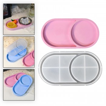 Epoksi Silikon Kalıp Oval Mini Tepsi Yuvarlak Bölmeli 18.4X9.9 CM