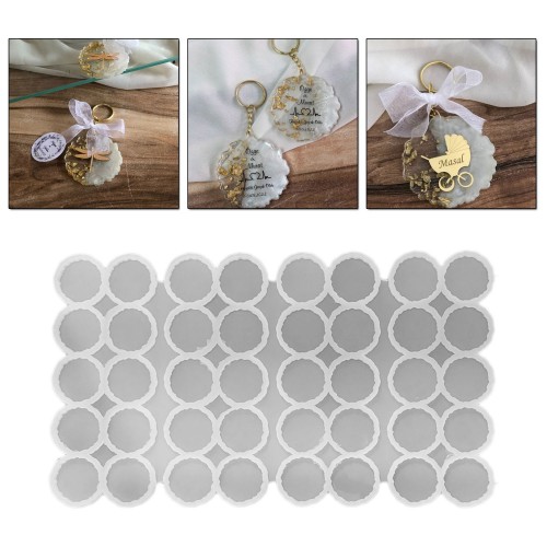 Epoksi Silikon Kalıp Tırtıklı Geode Anahtarlık Kalıbı 5.8 CM 40 Lı