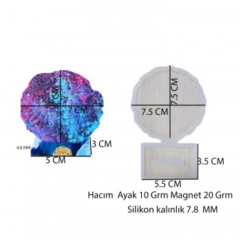 Epoksi Silikon Kalıp Tırtıklı Kenar Ayaklı Magnet Kalıbı 7 CM Epoksi Silikon Kalıp Tırtıklı Kenar Ayaklı Magnet Kalıbı 7 CM