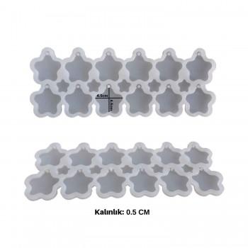 Epoksi Silikon Kalıp Yıldız Anahtarlık Kalıbı 10 Lu Epoksi Silikon Kalıp Yıldız Anahtarlık Kalıbı 10 Lu