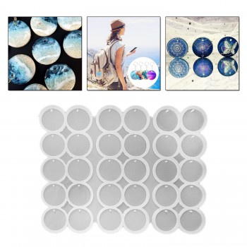 Epoksi Silikon Kalıp Yuvarlak Delikli Anahtarlık Kalıbı 5 CM 30 Lu