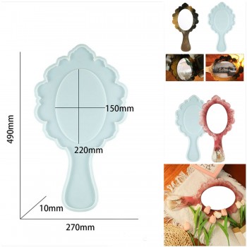 Epoksi Silikon Saplı Ayna Kalıbı Desenli Büyük Boy 49X27 CM Epoksi Silikon Saplı Ayna Kalıbı Desenli Büyük Boy 49X27 CM