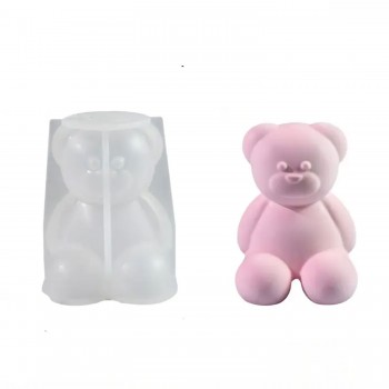 Epoksi Silikon Taş Tozu Beton Mum Kalıbı Büyük Boy Sevimli Ayıcık Kalıbı 7.8x7x6.7 CM