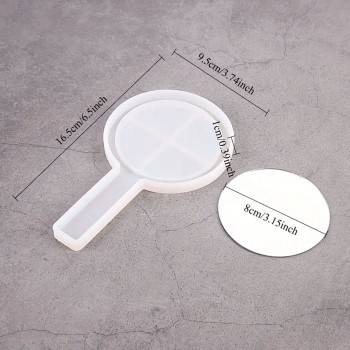 Epoksi Silikon Saplı Ayna Kalıbı Yuvarlak 16.5X9.5 CM Epoksi Silikon Saplı Ayna Kalıbı Yuvarlak 16.5X9.5 CM