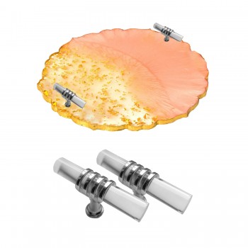 Epoksi Tepsi Kulpu Cam Kulp T Model - 2 Adet  Gümüş