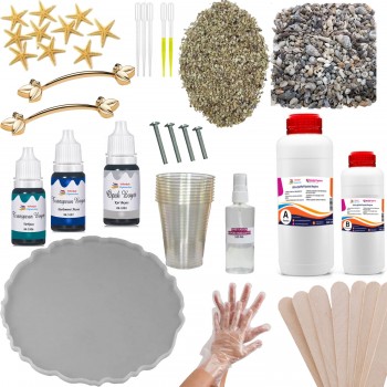 Epoksi Deniz Efektli Tepsi Seti - 49 Parça