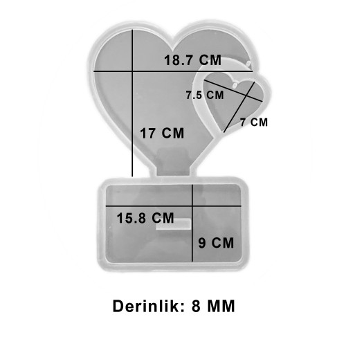 Epoksi YERLİ Sevgililer Günü Fotoğraf Çerçevesi Kalp Masaüstü Resimlik Kalıbı