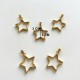 Epoksi Yıldız Model Metal Kolye Takı Ucu - 5 Adet  Gold