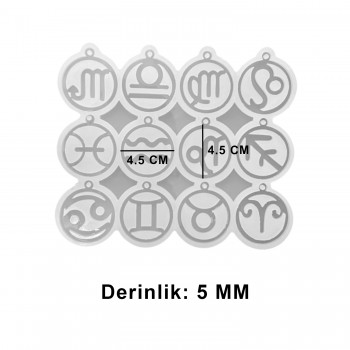 Epoksi Yuvarlak Burç Kalıbı Anahtarlık ve Kolye Kalıbı Epoksi Yuvarlak Burç Kalıbı Anahtarlık ve Kolye Kalıbı