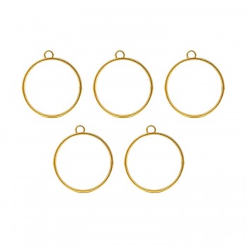 Epoksi Yuvarlak Daire Model Metal Kolye Takı Ucu - 5 Adet  Gold