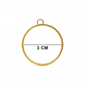 Epoksi Yuvarlak Daire Model Metal Kolye Takı Ucu - 5 Adet  Gold