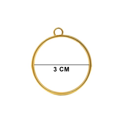 Epoksi Yuvarlak Daire Model Metal Kolye Takı Ucu - 5 Adet  Gold