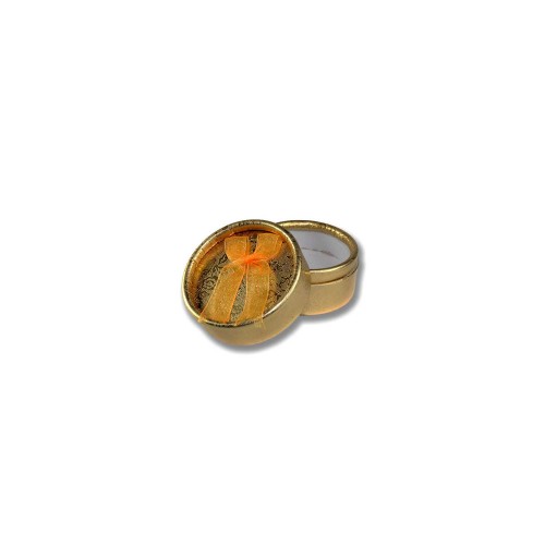 Fiyonklu Karton Kutu Yuvarlak Model - 10 Adet  Gold