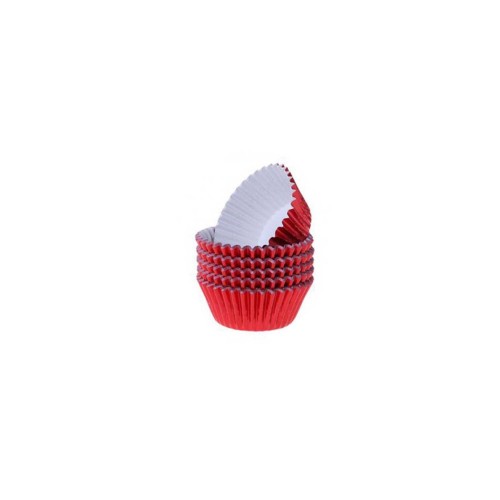 Metalik Folyo Cupcake Kalıbı Muffin Pet Kapsül No:3 - 150 Adet  Kırmızı