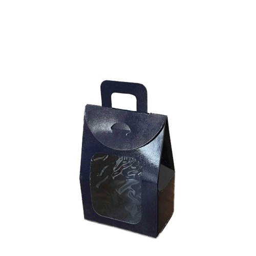 Kına Ve Çerez Çantası Pencereli Karton 7.5X11X4 - 20 Adet  Lacivert