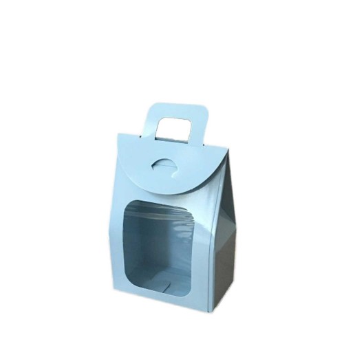 Kına Ve Çerez Çantası Pencereli Karton 7.5X11X4 - 20 Adet  Mavi