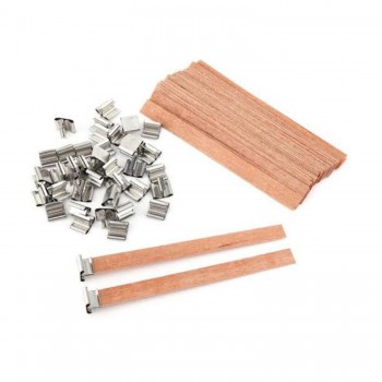 Ahşap Mum Fitili  Soya Fitili Bardak Mum Fitili - 10 Adet