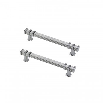 Defne Zamak Kulp Kare Çizgili Model  Yüzüklü Tepsi Kulpu 12 CM - 2 Adet  Gümüş