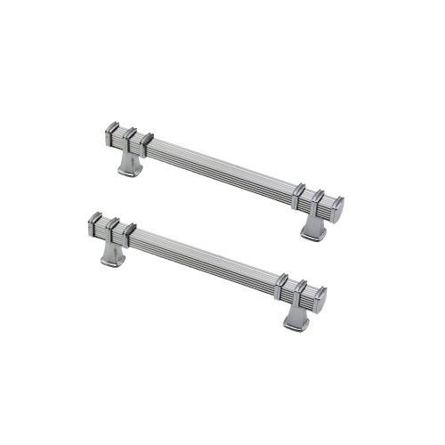Defne Zamak Kulp Kare Çizgili Model  Yüzüklü Tepsi Kulpu 12 CM - 2 Adet  Gümüş